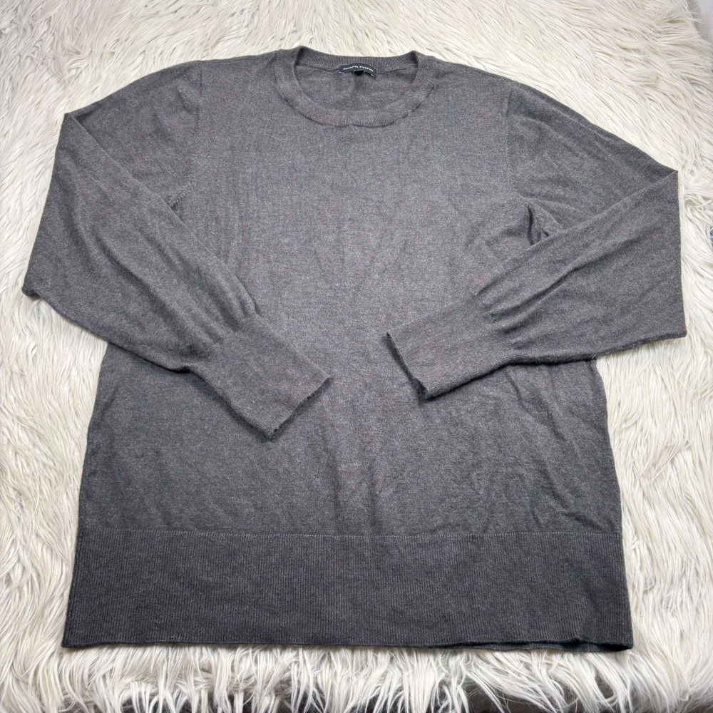 Universal Standard Women's (XS) 10 12 Gray Savvy Fine Knit Crew Sweater Preppy